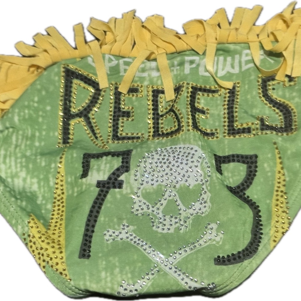 Affliction Green and Yellow Rebels Bikini Bottom (Medium) - Picture 3 of 7
